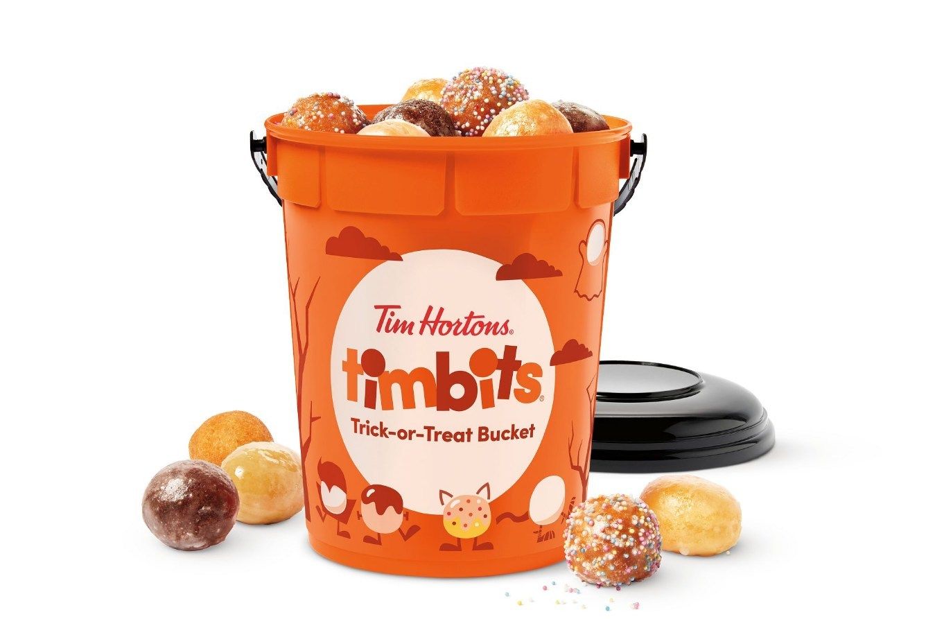 The new Tim Hortons Timbits® TrickorTreat Bucket comes filled with 31